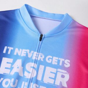 Boyfriend Style Men's Slim Fit Gradient Color Printed Zipper Sports Short Sleeve Cycling Top - Image 5