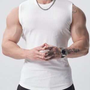 Boyfriend Style Men's Casual Slim Fit Solid Color Sport Tank Top, Summer - Image 3