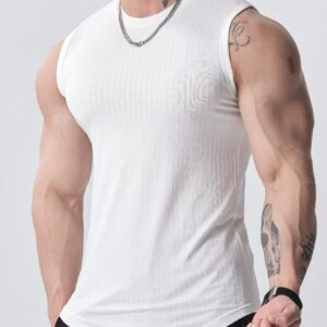 Boyfriend Style Men's Casual Slim Fit Solid Color Sport Tank Top, Summer - Image 4