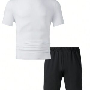 Boyfriend Style Men's Fashion Solid Color Short Sleeve Top And Shorts Sports Suit