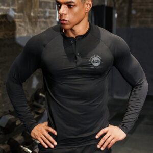 Boyfriend Style Men's Fashionable Slim Fit Long Sleeve Fitness Athletic T-Shirt - Image 4