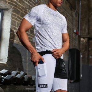 Boyfriend Style Men's Printed Round Neck Short Sleeve T-Shirt And Shorts Set, Summer - Image 8