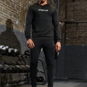 Boyfriend Style Men's Simple Printed Hooded Sports Sweatshirt Boyfriend Style Men Sweatshirt - Image 6