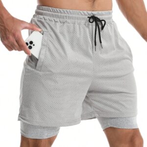 Boyfriend Style Men's Solid Color Simple Style Casual Drawstring Shorts Jogger Shorts Grey Shorts