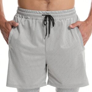 Boyfriend Style Men's Solid Color Simple Style Casual Drawstring Shorts Jogger Shorts Grey Shorts - Image 4