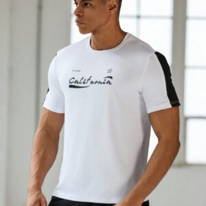 Boyfriend Style Men's Letter Print Summer Short Sleeve Sports T-Shirt - Image 4