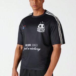Boyfriend Style Men's Summer Football Letter Printed Short Sleeve Sports T-Shirt Back To School