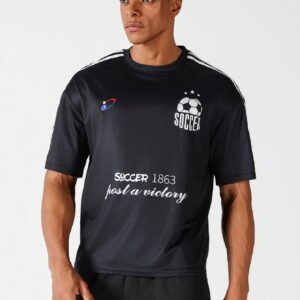 Boyfriend Style Men's Summer Football Letter Printed Short Sleeve Sports T-Shirt Back To School - Image 3