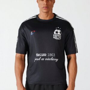 Boyfriend Style Men's Summer Football Letter Printed Short Sleeve Sports T-Shirt Back To School - Image 8