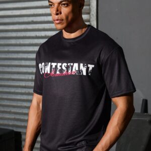 Boyfriend Style Men's Simple Printed Round Neck Short Sleeve Summer T-Shirt - Image 5