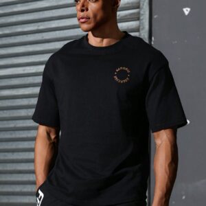 Boyfriend Style Men's Slogan Printed Round Neck Short Sleeve Sports T-Shirt Back To School - Image 7