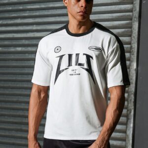 Boyfriend Style Men's Simple Printed Short Sleeve Round Neck Sports T-Shirt - Image 6