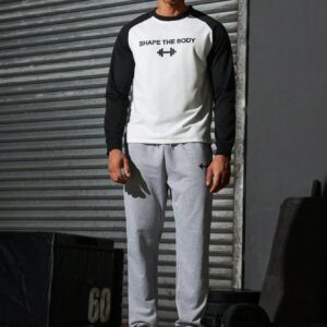 Boyfriend Style Men's Color-Block Letter Printed Round Neck Long Sleeve Top And Solid Color Long Pants Casual Sports Suit - Image 6