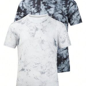 Boyfriend Style Men's Random Printed Simple Daily Short Sleeve T-Shirt 2-Piece Set - Image 3