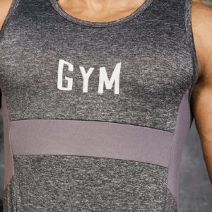 Boyfriend Style Men's Letter Print Colorblock Round Neck Gym Tank Top, Daily Wear - Image 3