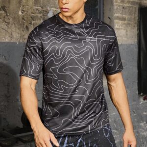 Boyfriend Style Men's Casual Short Sleeve T-Shirt With Random Printed Pattern, Daily Wear