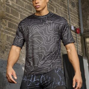 Boyfriend Style Men's Casual Short Sleeve T-Shirt With Random Printed Pattern, Daily Wear - Image 3