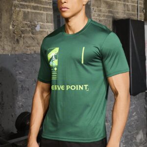 Boyfriend Style Men's Round Neck Letter Printed Summer Short Sleeve Workout T-Shirt - Image 6