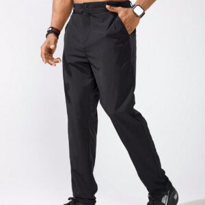 Boyfriend Style Men's Solid Color Swallow Gird Woven Sports Pants With Pockets, Vacation Style