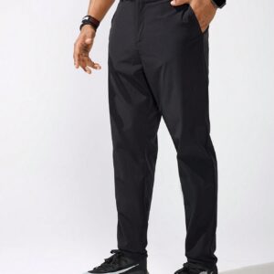 Boyfriend Style Men's Solid Color Swallow Gird Woven Sports Pants With Pockets, Vacation Style - Image 4