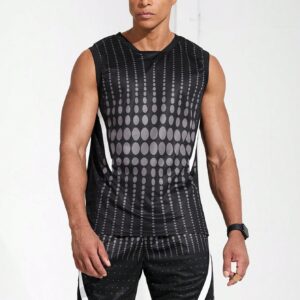Boyfriend Style Men's Summer Geometric Printed Round Neck Vest And Shorts Casual Sports Set Men Shorts Set - Image 4