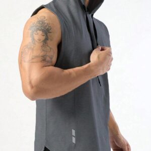 Manfinity Sport PWRUP Men Drawstring Hooded Sports Tank Top Workout Tops Tank Top Packback To School Basketball Men Joggers Men Hoodies - Image 3