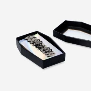 Artificial nails set - Black moths with stones design - Image 3