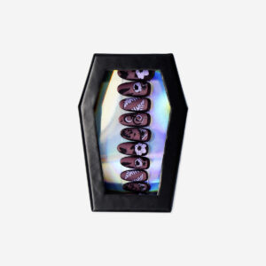 Artificial nails set - Purple coffin design