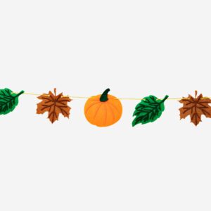 Autumn leaves and pumpkins fabric garland - 300 cm - Image 1
