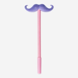 Ballpoint pen with plush moustache topper