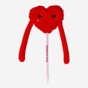 Ballpoint pen with plush red heart topper - Image 1