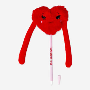 Ballpoint pen with plush red heart topper - Image 2