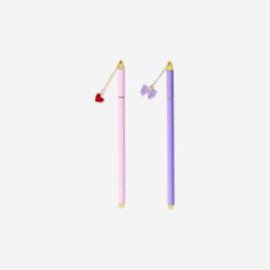 Ballpoint pens with heart and bow topper - 2 pcs - Image 2