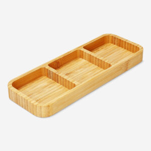 Bamboo serving plate with compartments - Image 1