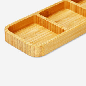 Bamboo serving plate with compartments - Image 3