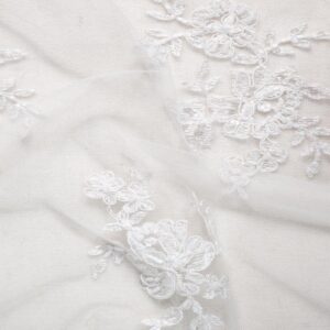 Corded Beaded Lace White