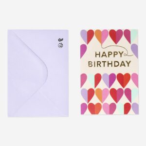 Birthday card with multi coloured hearts and envelope - Image 1