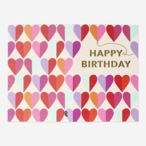 Birthday card with multi coloured hearts and envelope - Image 2