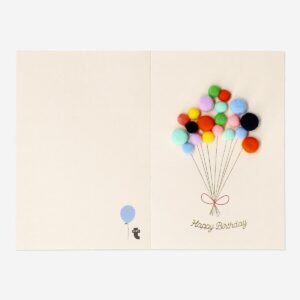 Birthday card with pom pom balloons and envelope - Image 2