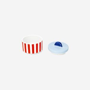 Blue storage jar with stripes and shell - 10 cm - Image 3
