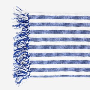 Blue throw blanket with fringes - 120x170 cm - Image 3