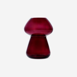 Burgundy mushroom glass vase - 17 cm - Image 2