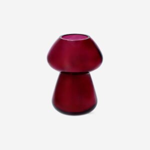 Burgundy mushroom glass vase - 17 cm - Image 1