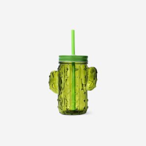 Cactus cup with lid and straw - Image 1