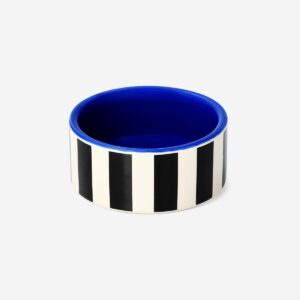 Ceramic tealight holder with black and white stripes - Image 1