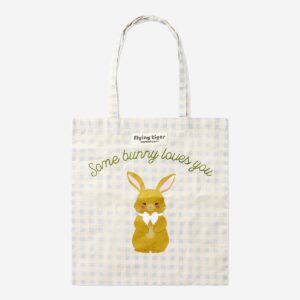 Checkered tote bag with bunny
