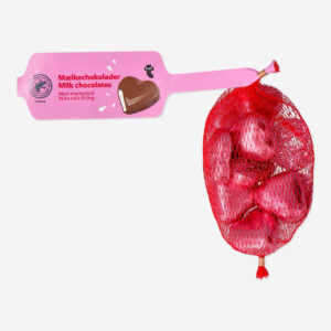 Chocolate hearts in net with milky cream filling - Image 1
