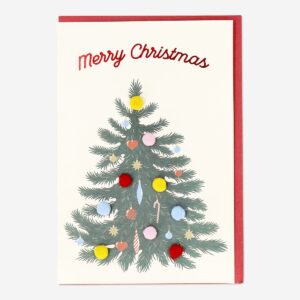 Christmas tree card with pom pom and envelope - Image 2