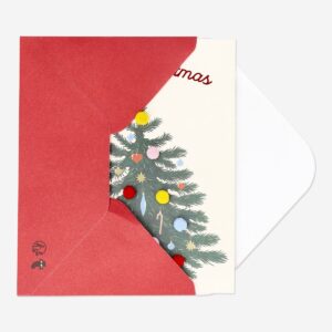 Christmas tree card with pom pom and envelope - Image 3