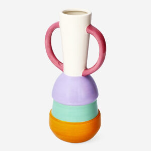 Colourful ceramic vase with handles - Image 1